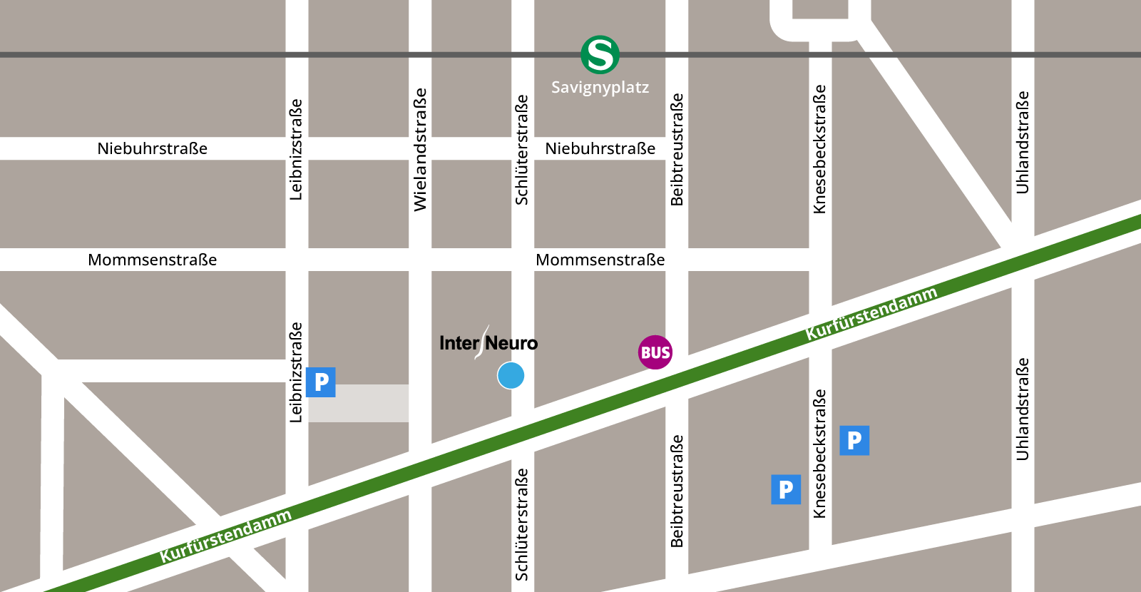 Anfahrt Inter Neuro Schlüterstraße 38
10629 Berlin 